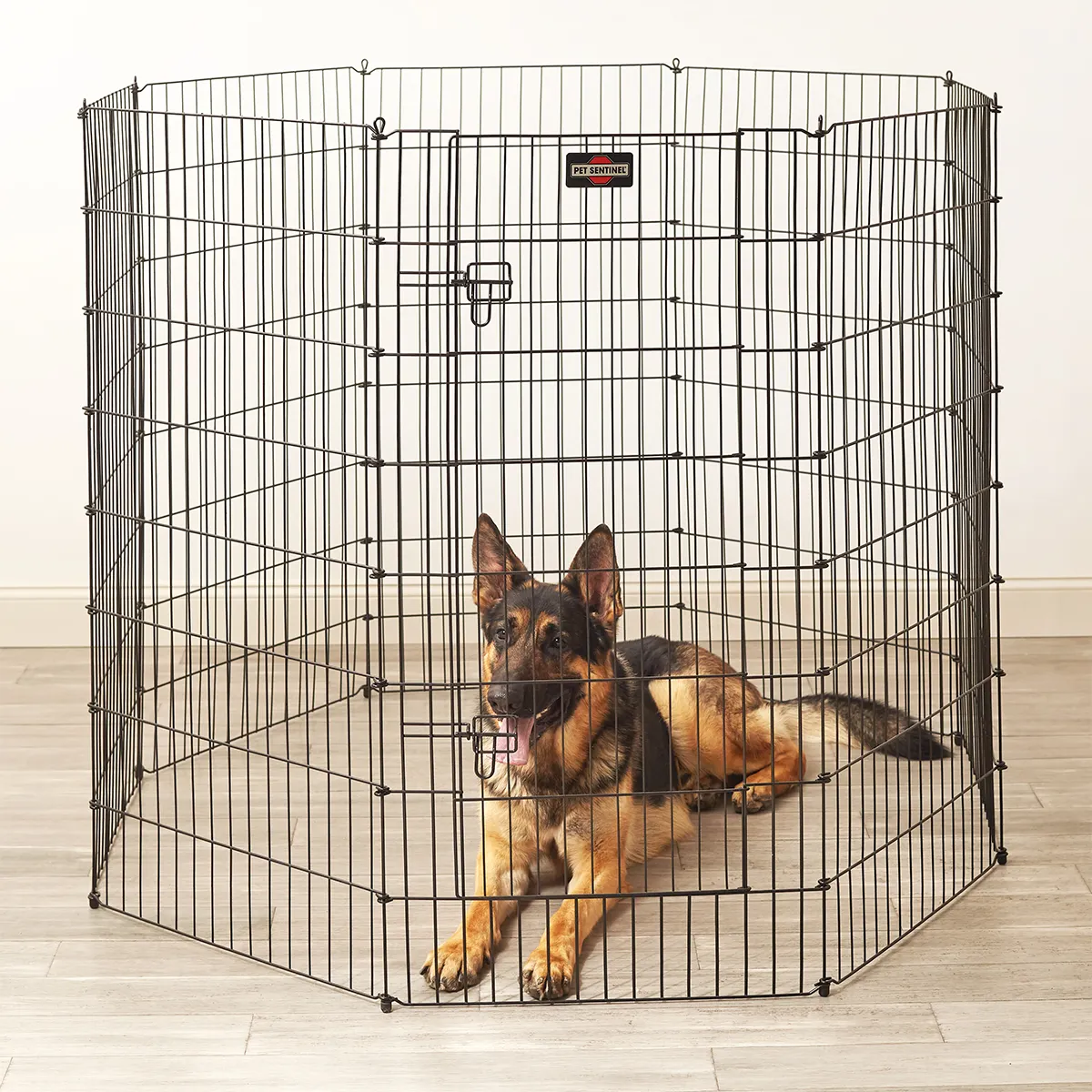Caneta de exercício portátil para canil de cães de metal ajustável com circunferência ajustável para animais de estimação em aço