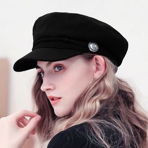 Casquettes de baseball pour femmes, chapeaux d'hiver octogonaux en laine française, casquette de boulanger, casquette noire streetwear pour femmes 2020 - Product Image 1