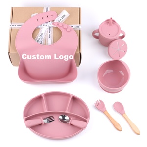 Ensemble de salle à manger en silicone sans BPA écologique pour bébés et enfants vaisselle pour tout-petits assiette cuillère <span class=keywords><strong>fourchette</strong></span> pour l'heure du repas - Product Image 3
