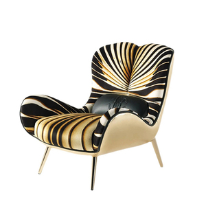 <span class=keywords><strong>Fauteuil</strong></span> d'appoint de luxe avec accents papillon, pieds en métal doré, <span class=keywords><strong>tissu</strong></span> rayé, <span class=keywords><strong>fauteuil</strong></span> rembourré pour salon, villa, hall d'hôtel - Product Image 1