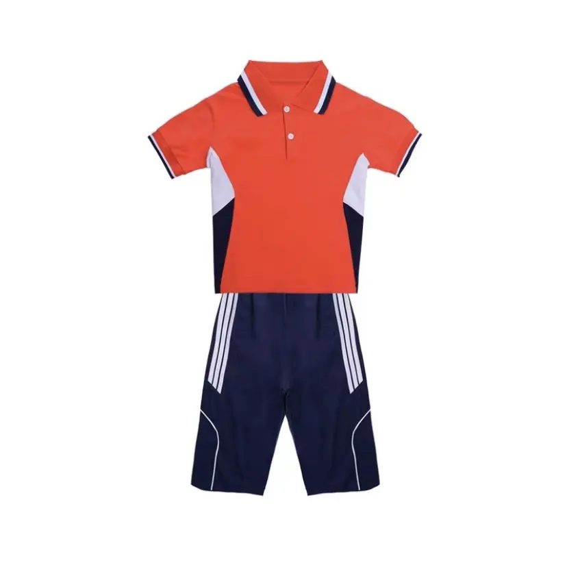 New Design boys and girls 2pcs set Cotton Polo Dress T Shirts Kids Navy Shorts Pants Primary Kindergarten School uniforms