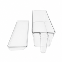 Boîte de rangement alimentaire moderne en plastique sans BPA, empilable, avec couvercle et poignée, organisateur de boissons pour réfrigérateur, design multifonctionnel
