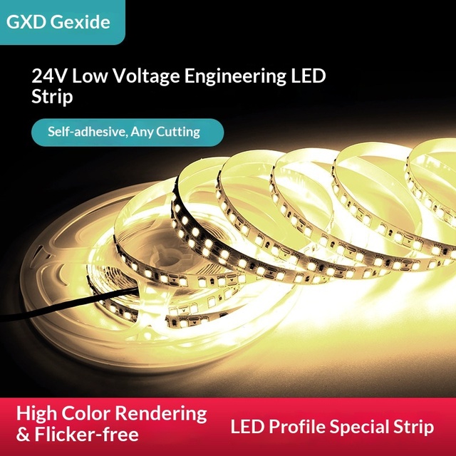 LED Soft Light Strip DC12/24V 2835 SMD Self-adhesive ABS IP20 Multi-Color Temp (3500K-9000K) CRI95 Dimmable Counter Decoration