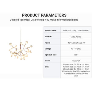 All'ingrosso moderno lampadario lucciola a LED con finitura oro rosa Design botanico <span class=keywords><strong>per</strong></span> <span class=keywords><strong>tavolo</strong></span> <span class=keywords><strong>da</strong></span> <span class=keywords><strong>pranzo</strong></span> cucina isola conferenza di lusso - Product Image 3