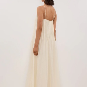 Vestido de Noche Elegante para Mujer, con Pliegues, Espalda Descubierta, Tirantes, Mangas, Largo hasta el Suelo, para Banquetes y Fiestas Formales - Product Image 2