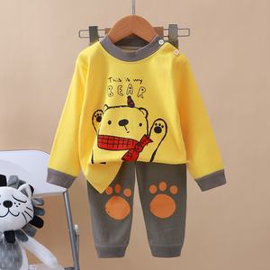 Otoño Invierno conjunto íntimo para niños niñas pijamas de algodón puro pantalones largos patrón de dibujos animados ropa de casa para bebé Envío Directo - Product Image 3