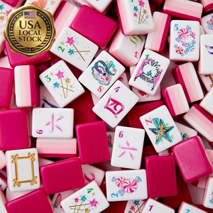 En stock, al por mayor, juego de viaje de 160 fichas de Mahjong de lujo de acrílico grabado de 4 capas, nuevo, estilo americano. - Product Image 4