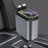 Chargeur de voiture rétractable 4 en 1 à charge ultra-rapide 120W avec lumière ciel étoilé, port Type C pour iPhone, protection OTP