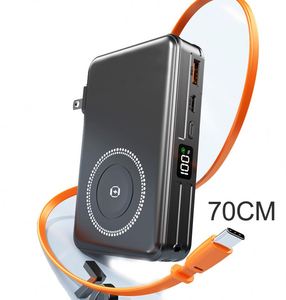 พาวเวอร์แบงค์แบบพับเก็บได้ ความจุสูง 5-in-1 PD22.5W ชาร์จเร็ว 15W พอร์ต USB-C และ USB วัสดุ PVC พร้อมปลั๊ก AC สำหรับการเดินทาง - Product Image 1