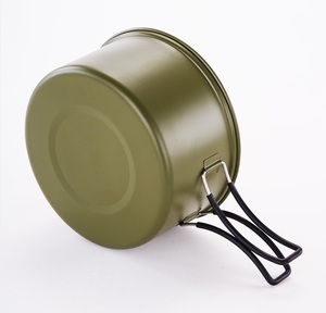 Green Non Stick Coating Stainless Steel Camping Cook <strong>Kit</strong> with Solid Wood Handle Frying Pans for Outdoor <strong>Cooking</strong> OEM/ODM Factory - Product Image 2
