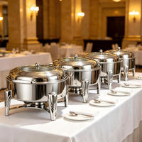 Chauffe-Plats Rond Commercial 6L en Acier Inoxydable – Plats de Présentation Chafing Dish pour Buffets, Réchauds de Buffet, Chauffe-Plats pour Banquets de Noël et Restaurants