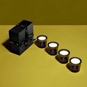 Bougie parfumée en verre ambré personnalisée Aikun avec boîte cadeau noire, emballage de marque OEM ODM pour les commandes en gros au détail - Product Image 1