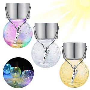 Lampe Solaire LED Extérieure Étanche Lu Yao en Verre Craquelé pour Jardin et Allée, à Suspendre - Product Image 1
