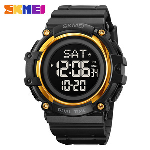 Skmei Digital Watch Men Black Tpu Strap Dual Time Waterproof 3Bar Electronic Watch Outdoor Sports Led Display - Product Image 5