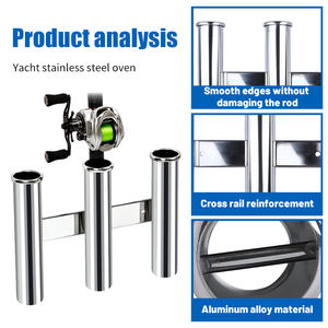 Support <span class=keywords><strong>de</strong></span> canne à pêche triple à 4 tubes en acier inoxydable 316, support <span class=keywords><strong>de</strong></span> canne à pêche vertical multi-usage, style mural pour bateau, yacht - Product Image 3