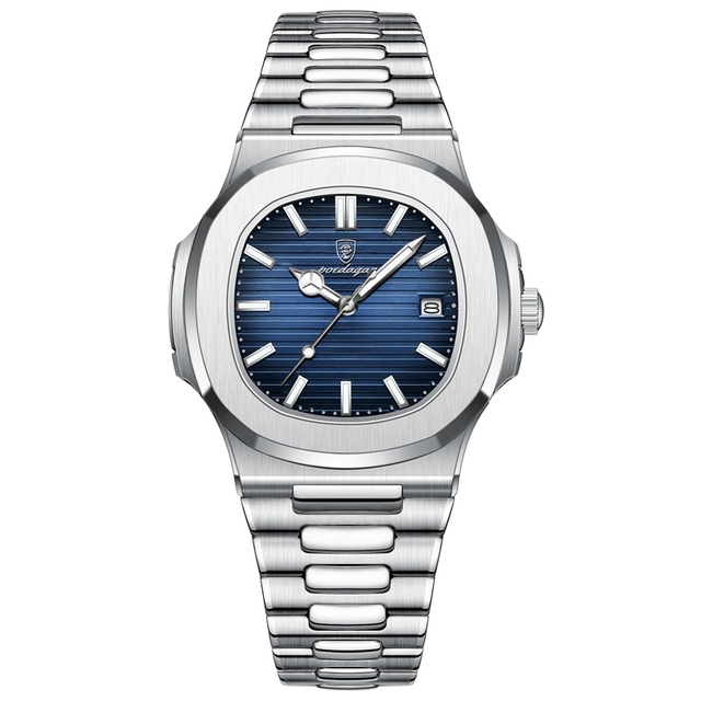 Classic High Quality POEDAGAR 613 Stainless Steel Man Wristwatch Fashion Calendar Waterproof Quartz Mens Watch