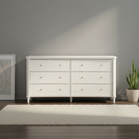 Commode à six tiroirs large en bois de chêne massif de style français moderne de luxe MYHOME, meuble de rangement antique pour chambre à coucher