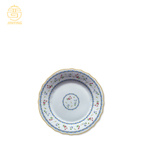 Service de table en céramique personnalisé avec motif de vigne bleue et de roses romantiques françaises, gaufré, pour mariage, fête et location