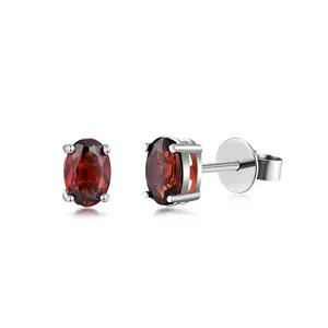 Высококачественные ювелирные изделия женские 925 стерлингового серебра овальной формы с натуральным Рубином серьги-гвоздики