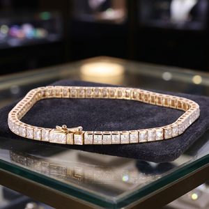 Bracelet Tennis Unisexe Hip Hop Plaqué Or Argenté avec Chaîne de Moissanite Carrée Taille Princesse 2,5*2,5mm, Collection Masterpiece Starsgem - Product Image 3