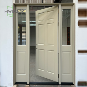 <span class=keywords><strong>Porte</strong></span> d'entrée simple en bois massif (Acajou/Chêne) avec panneaux de verre latéraux doubles, insonorisée et finie – Offre Spéciale - Product Image 2