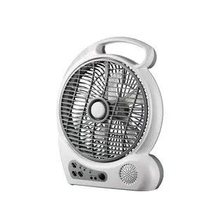 Ventilador de mesa recargable Changrong, ventilador de radio de 10 pulgadas con Banco de energía y función de carga solar