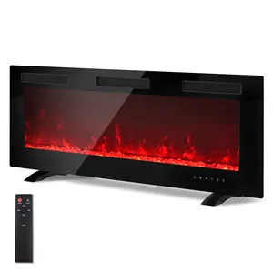 50 Inch Electric Fireplace Indoor Built In Led Light Insert Wall Mount Fireplace Decorative Flame Adjustable Timer Room Heater