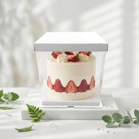 Promotion en gros : Boîtes à gâteaux carrées pliables en PET transparent de qualité alimentaire avec logo personnalisé pour gâteaux d'anniversaire