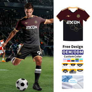 Maillot de football personnalisé de style vintage EXON avec col en V classique, maillot de football rétro pour événements d'équipe décontractés - Product Image 1