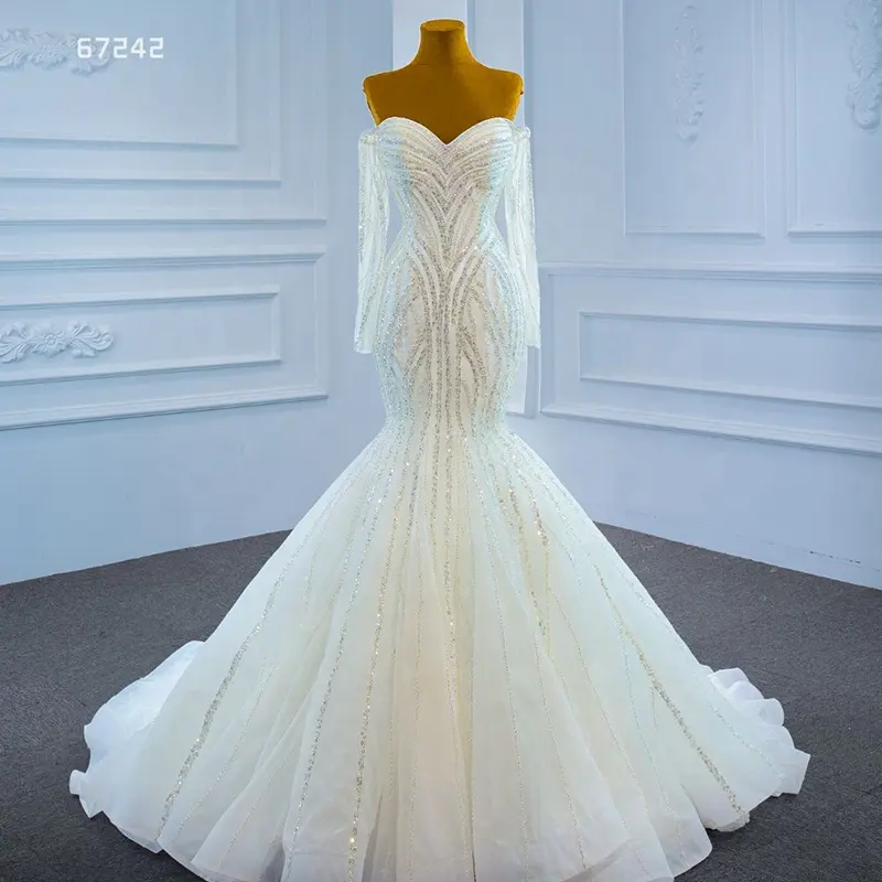 Jancember RSM67242 Putih Pernikahan Gaun Gaun Pengantin Mermaid Wedding Dress