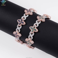 Collier trèfle à quatre feuilles en argent sterling 925 plaqué or, bijoux hip-hop tendance, diamant moissanite VVS, chaîne cubaine