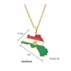 Chaîne multi-mode en acier inoxydable or 18 carats pays afghanistan egypte <span class=keywords><strong>iran</strong></span> mexique carte drapeau pendentif collier bijoux pour femmes - Product Image 1
