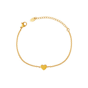 Bracciale JinSpark 'Petite Pulse' con ciondolo a cuore in acciaio inossidabile 316L placcato oro 18K PVD, gioiello minimalista curativo da donna - Product Image 1