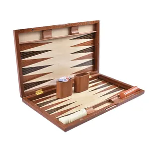 Set Catur Mewah Backgammon Kayu 11-19 Inci Papan Backgammon Lipat Besar Buatan Tangan Profesional Catur Keluarga Hadiah Permainan Meja