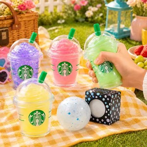 Cute Blue Iced Coffee Cup Squishy <b>Fidget</b> Toy-Stress Relief Squeeze Need Doh Portable Mini Toy for Kids & Teens Unisex - Product Image 1