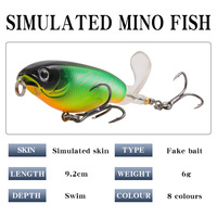 ABS Mini 9.2cm 6g Laser Surface Réfléchissante Série Tracteur Bruit Leurre Appât Spirale Hélice pour Basse et Brochet Fond Pêche