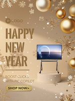 Tableau blanc interactif électronique tout-en-un 75'' 85'' 98'' avec panneau LED et support au sol pour la vente au détail et les métros
