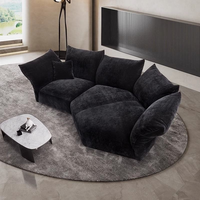 Canapé d'angle modulable en tissu Pétale, style crème, pour grands salons, design créatif irrégulier et courbé, idéal appartement et hôtel
