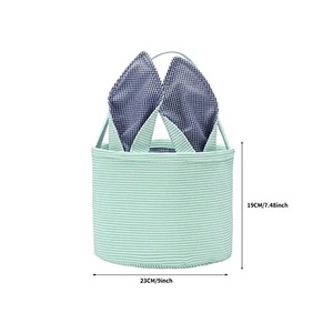 Sac d'oreille de lapin à fond rond portable cadeau de Pâques panier d'oreille de lapin décoré - Product Image 3