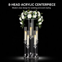 Candélabres en acrylique transparent à 5 bras pour centres de table de mariage, décoration, chandelier