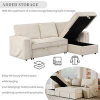 Großhandel Cord 2-in-1 Ausziehbares Schlafsofa Konvertierbares Sofa mit Stauraum Chaiselongue L-förmiges Sofa mit Versteckten Getränkehaltern