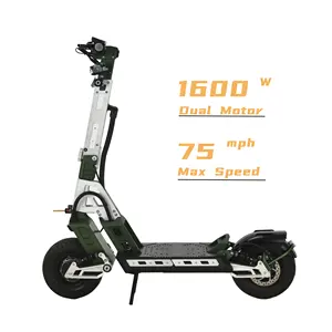 Vitesse maximale de 75mph 1600W double moteur 60V28AH batterie au lithium durée de vie maximale 90KM13-pouces gros pneus scooter électrique tout-terrain