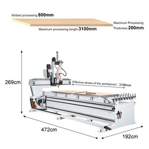 Máquina CNC para trabajar la madera, taladrar y fresar MX-814 con ATC multieje de doble eje X/Y para puertas y gabinetes - Product Image 3