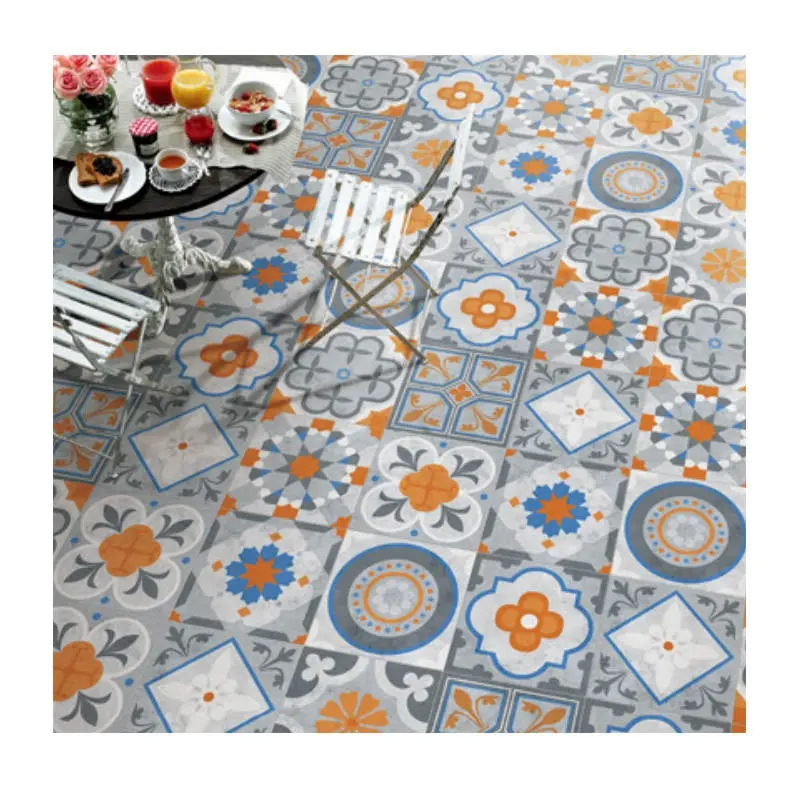 Azulejo de cerámica esmaltado decorativo con patrón de diseño cuadrado para el hogar Oriente para el piso interior