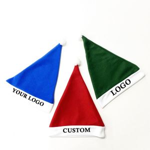 Gorro navideño multicolor bordado con diseño de logotipo personalizado gorro de Papá Noel de terciopelo grueso para celebrar - Product Image 3