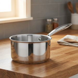 Elegant 18cm Stainless Steel Triply Saucepan 304 Food Grade Premium Cooking <b>Pan</b> for Soups Stews Simmering <b>and</b> Everyday Kitchen - Product Image 1