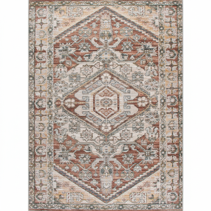 Tapis tissé à la machine LORAVEN Heritage Cross Weave, motif géométrique vintage, écologique, résistant aux taches, à poils ras, toucher coton - Product Image 1