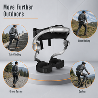 Exosquelette léger et portable pour l'assistance des membres inférieurs, idéal pour la randonnée, avec batterie interchangeable à chaud offrant 8 heures d'autonomie et support.