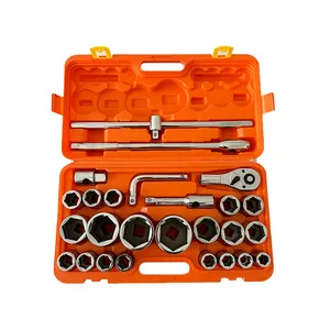 26pcs 3/4" 1" Drive Car Repair Deep Impact Heavy Duty Socket Set With Ratchet Wrench Head And Curved Lever Wrench