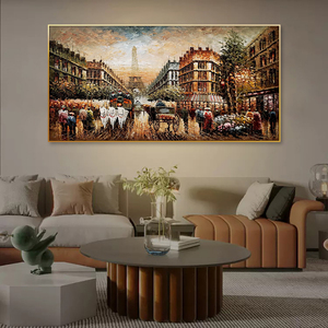 Peinture à l'huile de rue de Paris faite à la main de taille personnalisée Style abstrait classique avec des sujets de paysage et d'arbres pour la décoration intérieure - Product Image 6